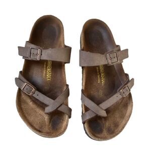 Birkenstock Brown Sandals with Cork Footbed and Adjustable Straps